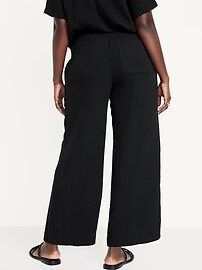 High-Waisted Crinkle Gauze Pull-On Ankle Pants | Old Navy (US)