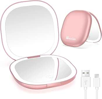 wobsion Travel Mirror with Light, Rechargeable 1x/10x Compact Magnifying Mirror, Dimmable Pocket ... | Amazon (US)