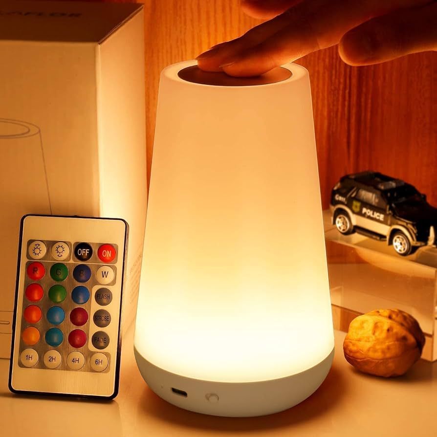 THAUSDAS Night Light, Dimmable Touch Lamp for Bedroom, Portable Table Bedside Lamp, 5 Brightness ... | Amazon (US)
