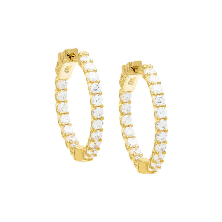 CZ Thin Round Hoop Earring | Adina Eden