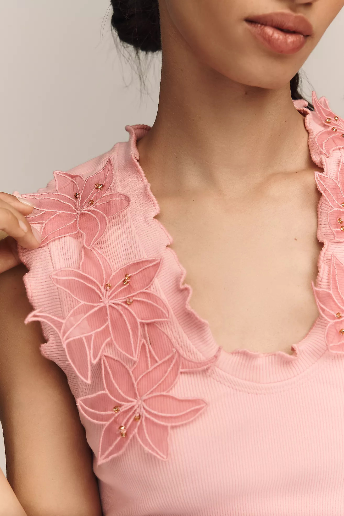 By Anthropologie Applique Floral Tank Top | Anthropologie (US)