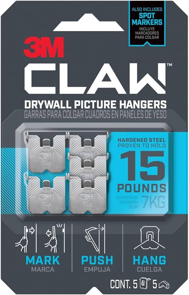 3M Claw 15 lb. Drywall Picture Hanger with Spot Markers, Heavyweight Hanging Solution for Room De... | Amazon (US)
