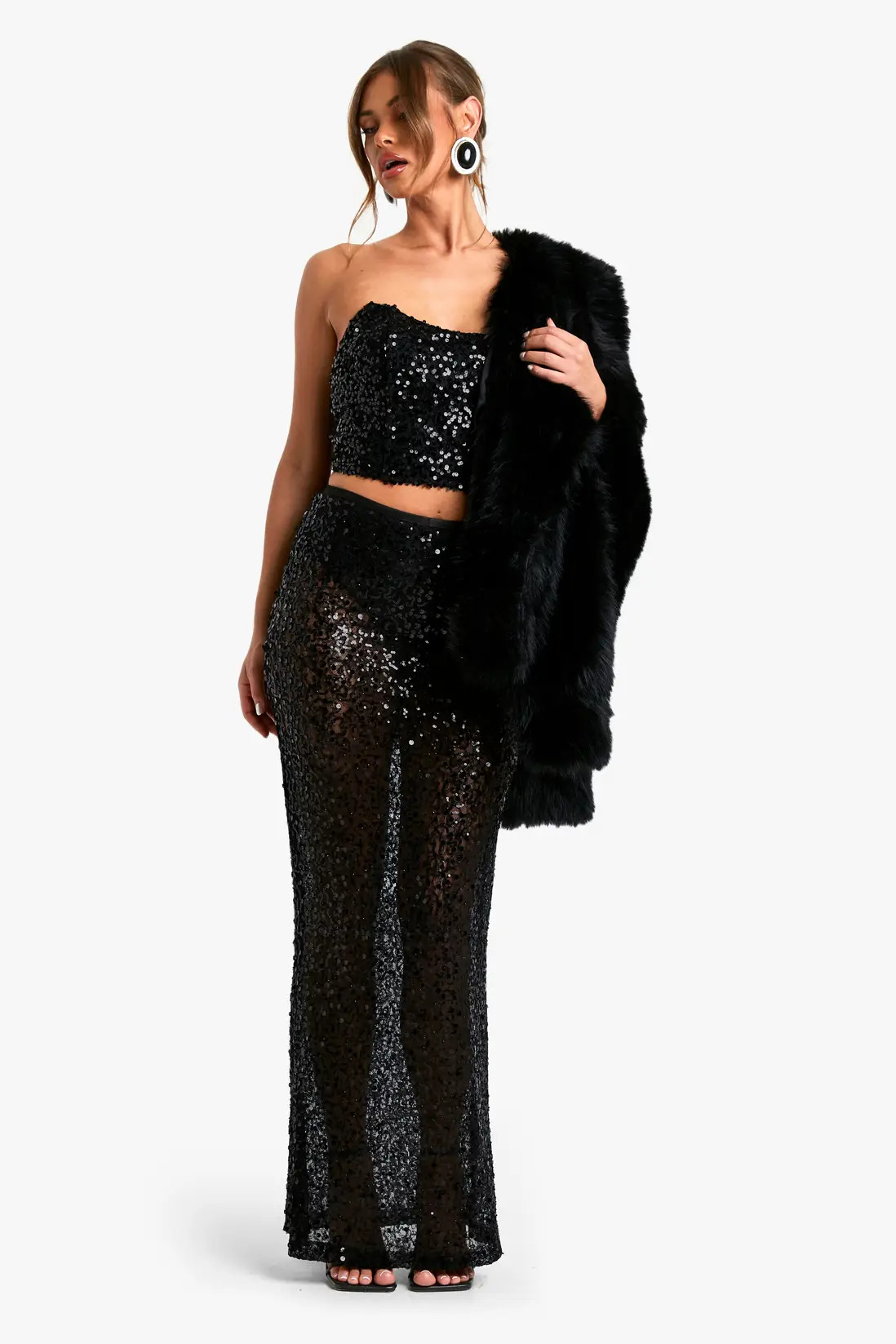 Sequin Strapless Longline Corset | boohoo (US & Canada)