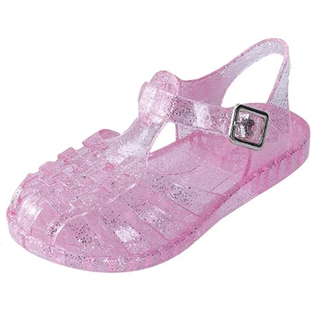Toddler Girls Jelly Sandals Glitter Flat Beach Summer Shoes Mary Jane Dress Princess Shoes Water Shoes for Little Kids | Walmart (US)