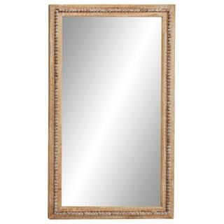 Litton Lane 48 in. x 28 in. Light Brown Wood Bohemian Rectangle Wall Mirror 43590 | The Home Depot