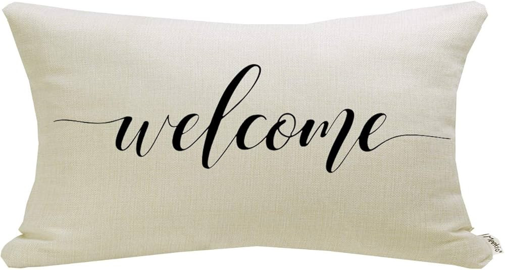 Meekio Farmhouse Pillow Covers with Welcome Quote 12" x 20" Farmhouse Rustic Décor Lumbar Pillow... | Amazon (US)