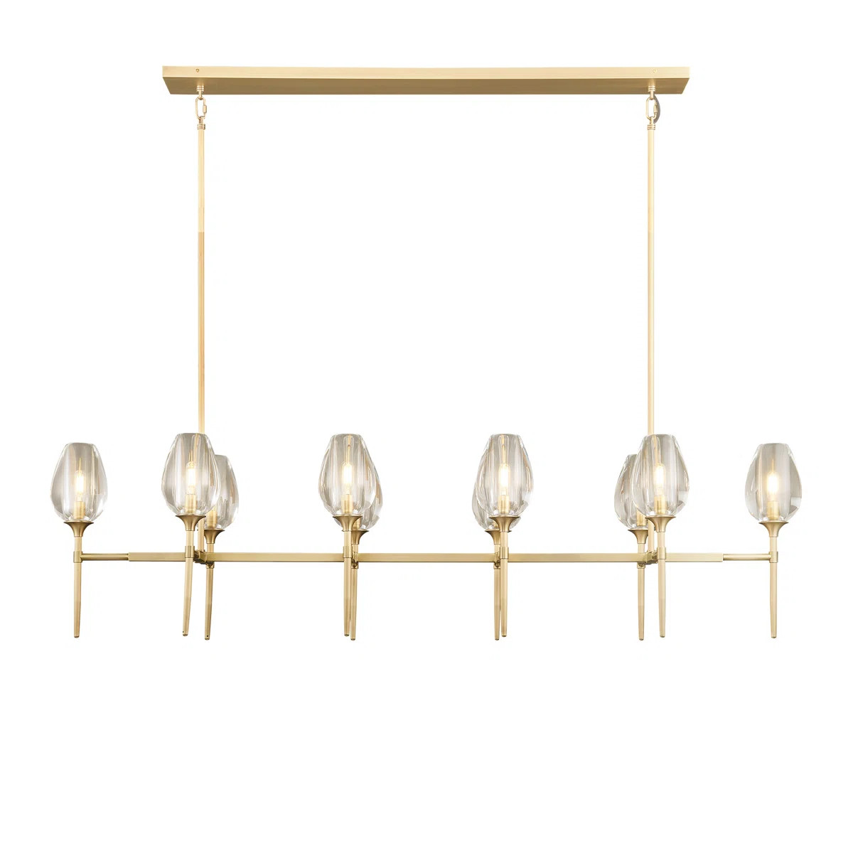 Michah 10-Light Height Adjustable Rectangle Luxury Vintage Kitchen Island Chandelier with Glass S... | Wayfair North America