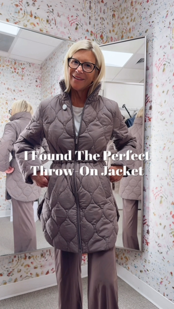 This mocha jacket checks every box for me. Adjustable waist, booty coverage, lightweight layering piece, leggings outfit, travel jacket, game day, errands, and everyday athleisure.

#LTKgrwm #LTKootd