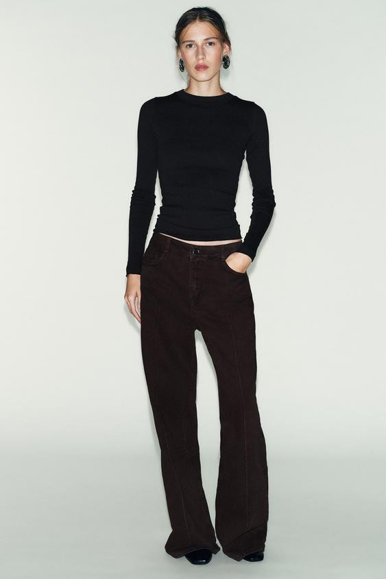 LONG SLEEVE RIBBED T-SHIRT | Zara UK