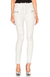 Unravel Lace Front Skinny Pants in White | FWRD 