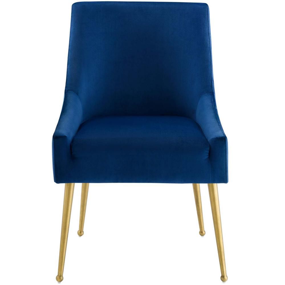 MODWAY Discern Navy Upholstered Performance Velvet Dining Chair, Blue | The Home Depot