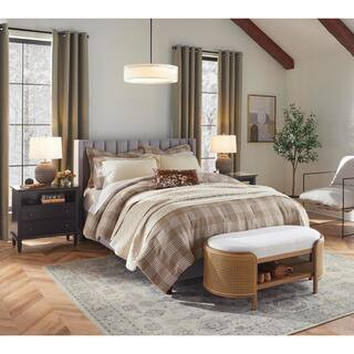 JAYDEN CREATION Juiien Traditional Farmhouse Solid Wood 2-Drawers Storage Nightstand with Chargin... | The Home Depot