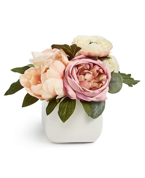 English Garden Ranunculus Artificial Arrangement in Ceramic Vase, Created For Macy's | Macys (US)