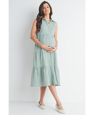 Maternity Nursing Button Front Sleeveless Shirt Dress | Macy's