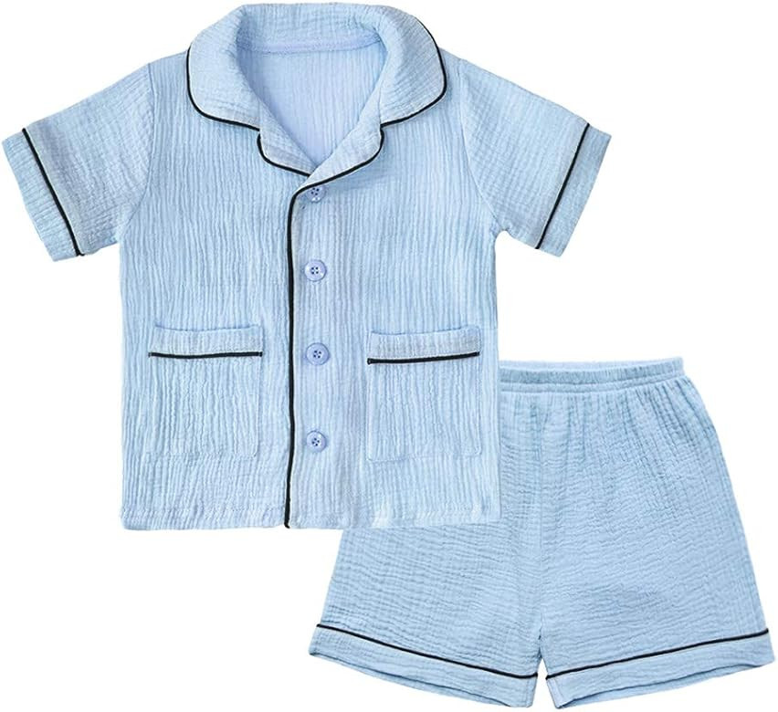 Toddler Button Up Pajamas Summer Pjs for Girls Boys 18 Months - 9 Years | Amazon (US)
