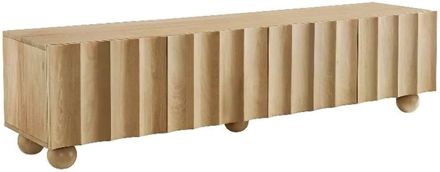 Modway Sorren 71 Inch Scalloped TV Stand in Natural – 4 Door Media Console Cabinet – Modern S... | Amazon (US)