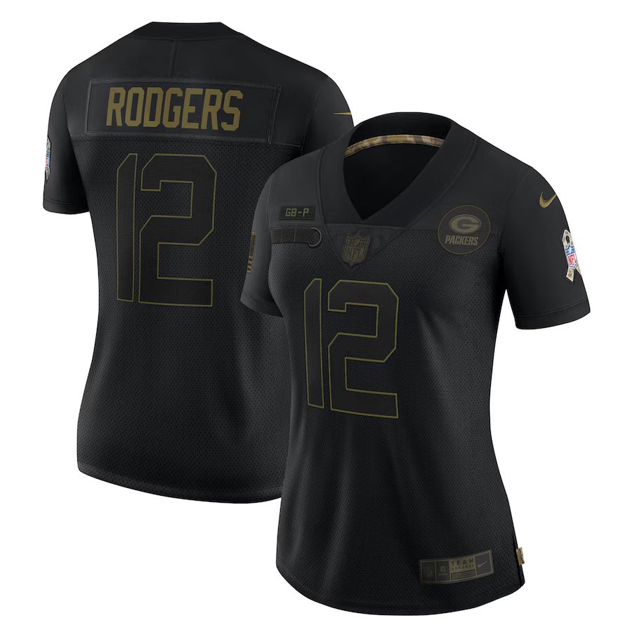 Aaron Rodgers Green Bay Packers Nike Women's 2020 Salute To Service Limited Jersey – Black | Fanatics