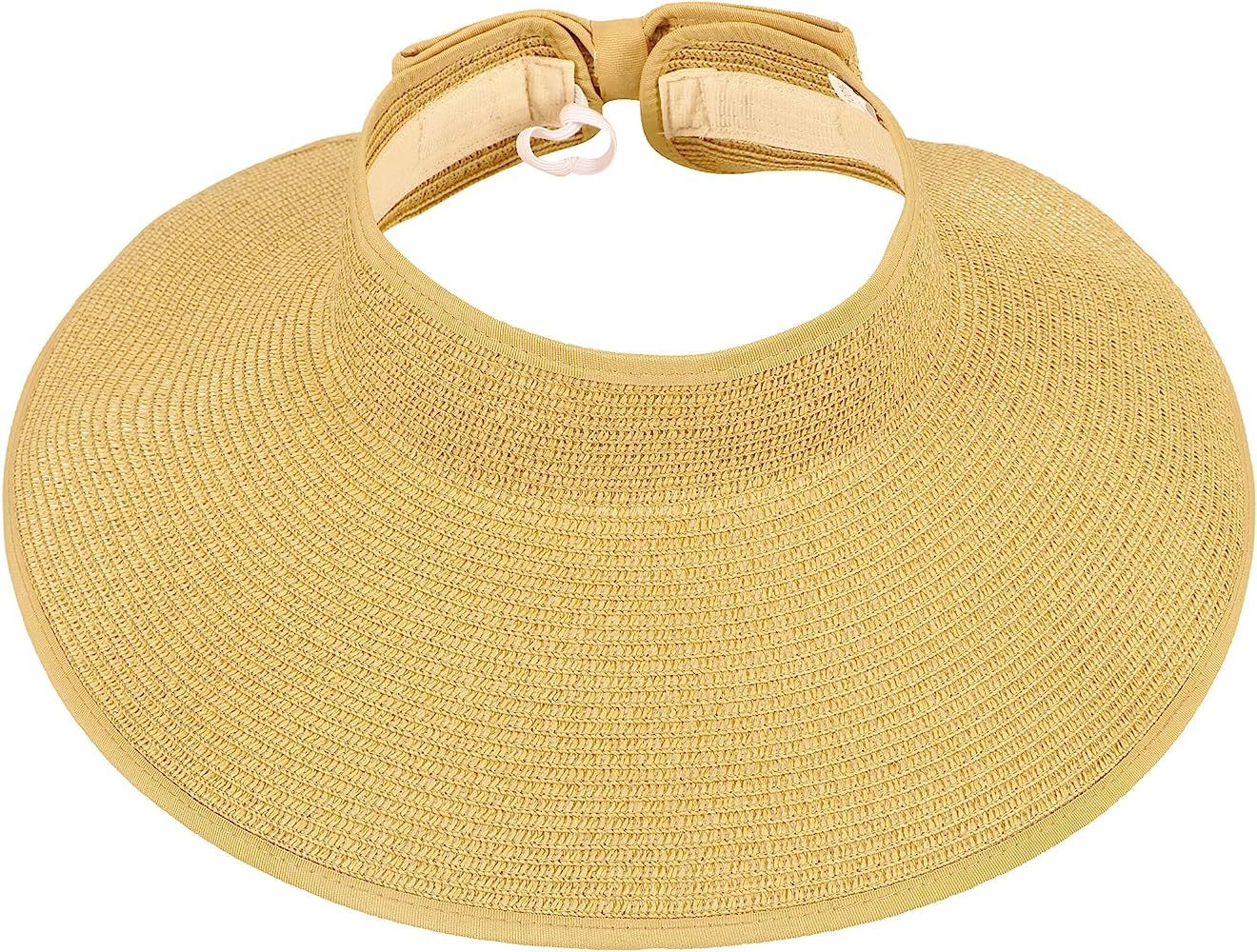 Simplicity Women's UPF 50+ Wide Brim Roll-up Straw Sun Hat Sun Visor | Amazon (US)