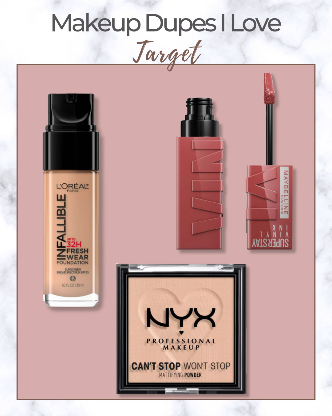 Dupes that actually deliver 👏 

These are my favorite Target makeup dupes that perform just like the high-end versions same finish, smaller price tag 💄

#MakeupDupes #TargetBeauty #AffordableMakeup #DrugstoreDupes #LTKMakeupFinds 

 

#LTKFindsUnder50 #LTKBeauty