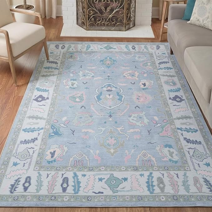 Fame Rugs Lavender Modern Oushak Rug 8x10, Vintage Turkish Colorful Oriental Washable Antique Ins... | Amazon (US)