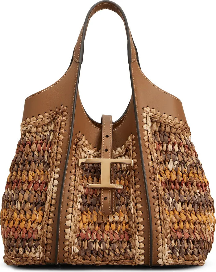 Tod's T-Timeless Raffia & Leather Shopper | Nordstrom | Nordstrom