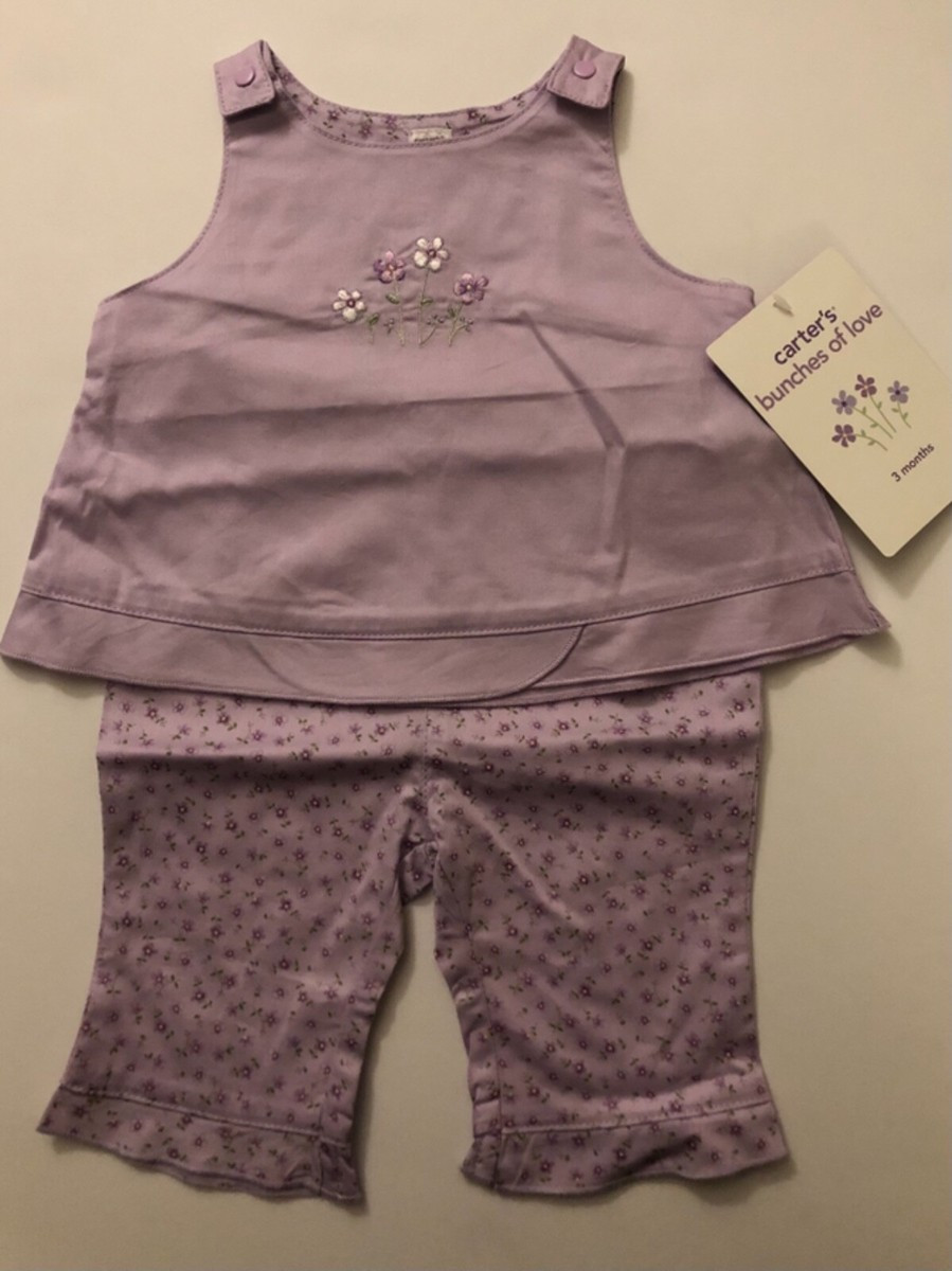 Carter's Bunches Of Love Purple Two Piece Pant Set 0-3 Months Sleeveless Outfit  | eBay | eBay US