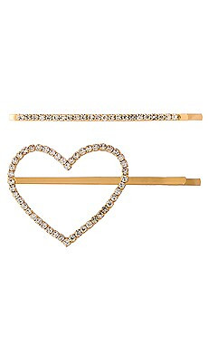 Ettika I Heart You Hair Pin Set in Gold from Revolve.com | Revolve Clothing (Global)