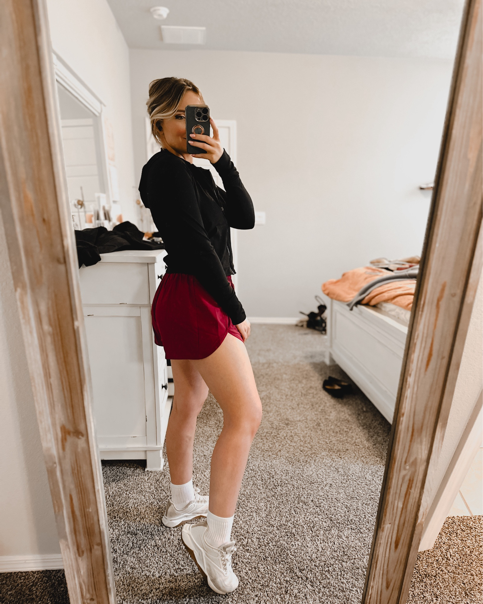 Amazon workout and running shorts - true to size, wearing a medium, mom approved and completely 

Fabletics zip up hoodie - true to size, wearing a medium

Shoes - true to size

Socks are Amazon 

Athleisure workout outfit outfits style styles mom approved teacher outfits linked active activewear amazon find finds try on ootd active wear fitness 

#LTKFitness #LTKActive #LTKFindsUnder50