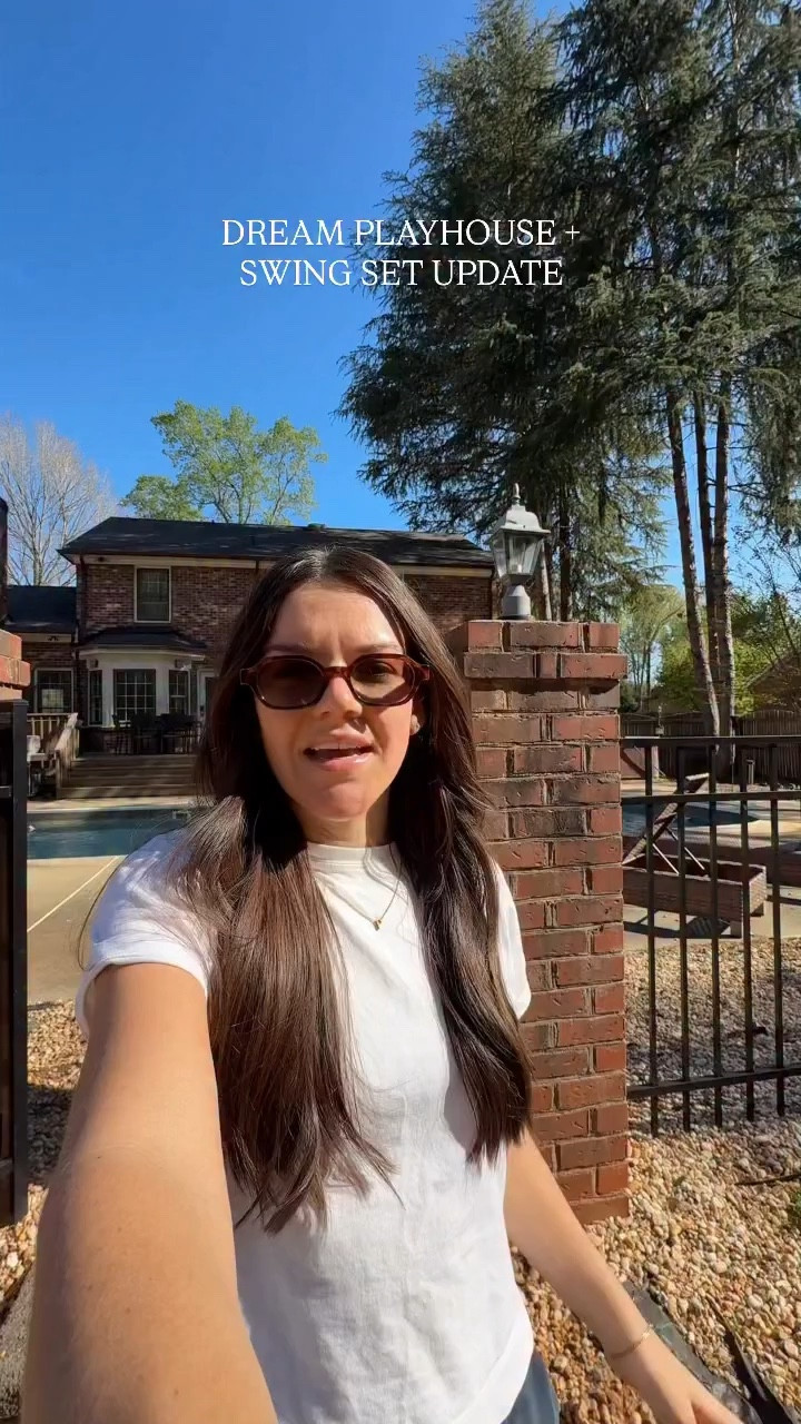 I can’t wait for all the memories here 🌳🏠🛝 #playhouse #swingset #diy