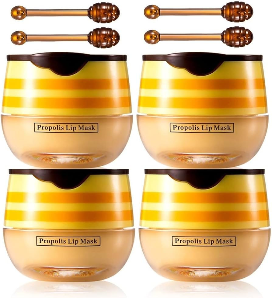 4 Pcs Lip Balm Honey Pot, Honey Moisturizing Lip Mask Reduces Lip Lines,Prevention Dry and Cracke... | Amazon (US)