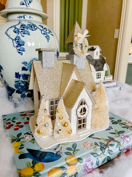 Mini glittery Christmas tree house!! Just $12! I added these trees and ornaments! So cute ! Vintage Christmas decor 

#LTKHoliday #LTKGiftGuide #LTKhome