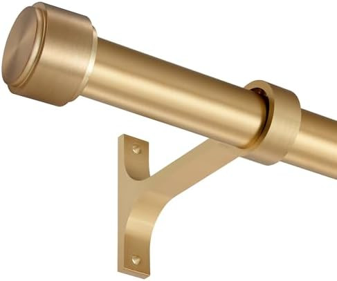 Ivilon Drapery Window Curtain Rod - End Cap Style Design 1 Inch Pole. 72 to 144 Inch Color Warm G... | Amazon (US)