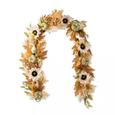 Glitzhome 72"L Fall Neutral Sunflower, Pumpkin and Leaf Garland | Belk