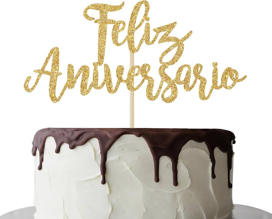Feliz Aniversario Cake Topper, Spanish Happy Anniversary Decorations, Birthday Anniversary Cake D... | Amazon (US)