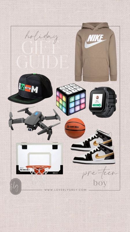 Loverly grey pre teen gift guide for boys. Give him a sweatshirt, sneakers and a drone! 

#LTKGiftGuide #LTKHoliday #LTKSeasonal