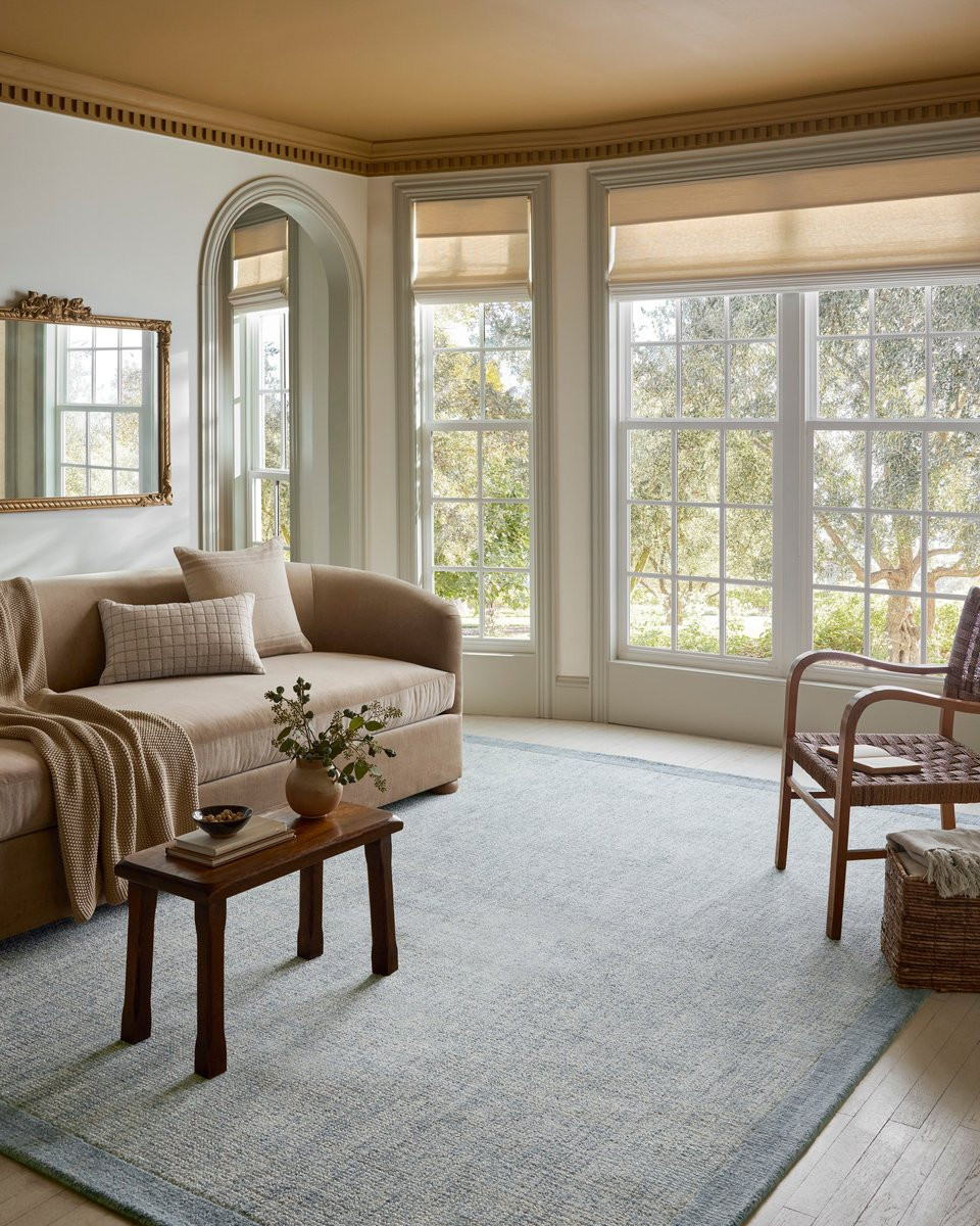 Henley HNY-01 Ivory/Blue Wool Handmade Area Rug | Rugs Direct