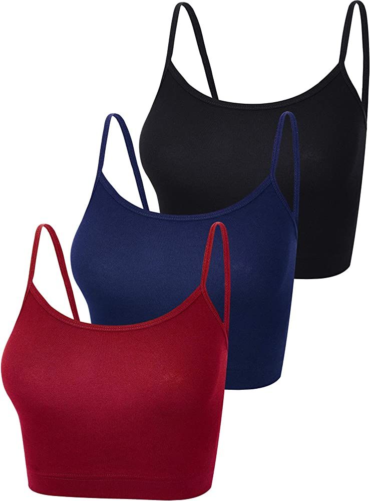 Boao 3 Pcs Crop Camisole Top Spaghetti Strap Tank Sleeveless Crop Tank Top for Women Sports | Amazon (US)