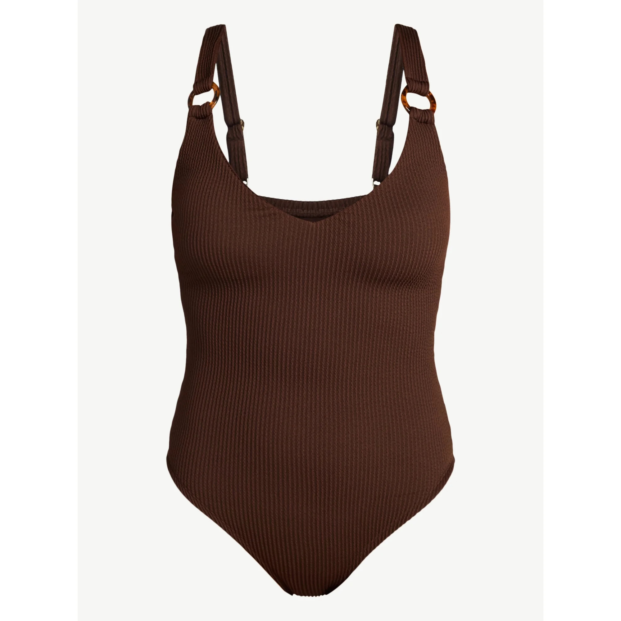Time and Tru Women's and Women’s Plus Crinkle Plunge One-Piece Swimsuit, Sizes XS-3X | Walmart (US)