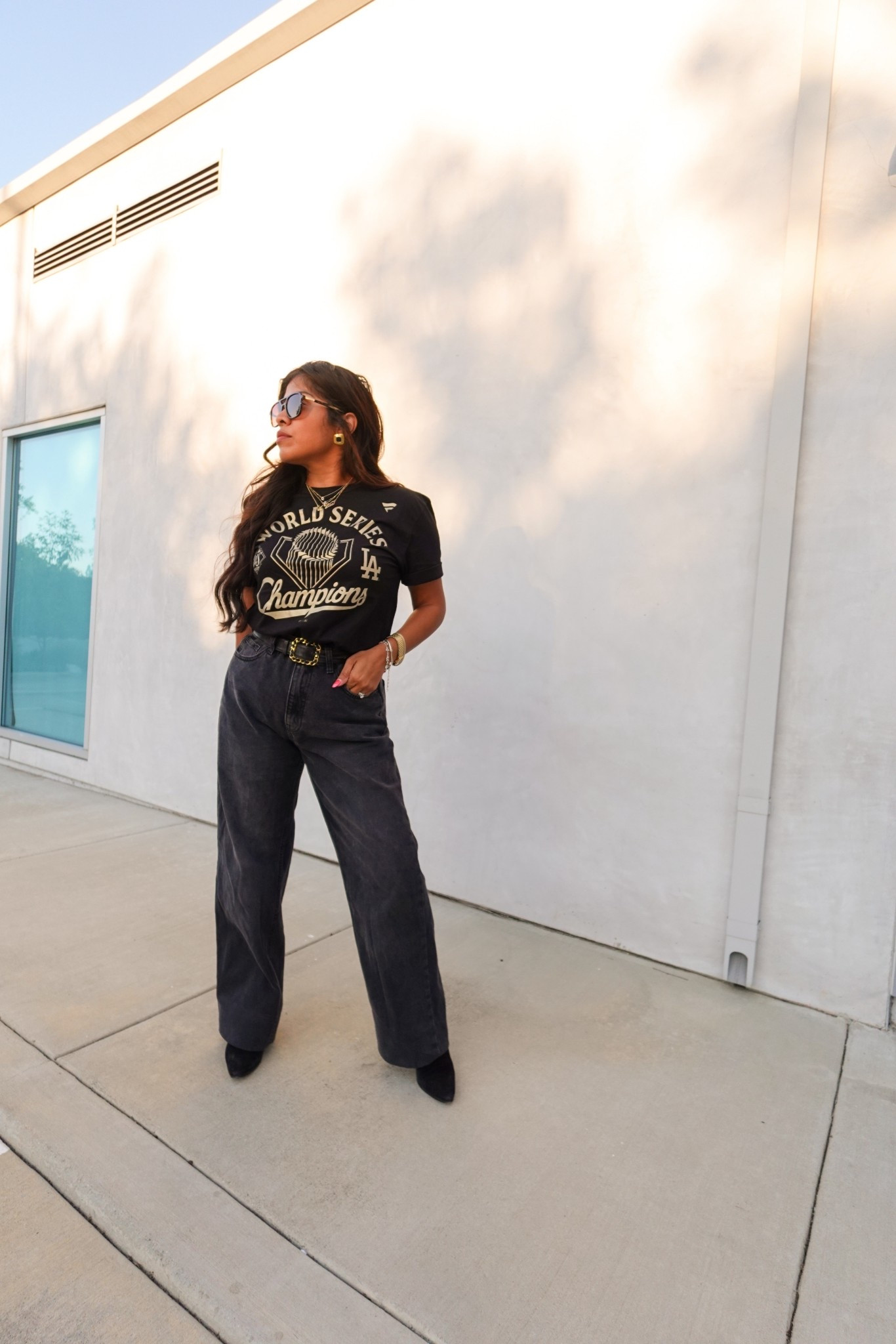 Outfit Details

Shirt - Dodgers Fanatics
Jeans - Mango
Belt - Vintage Chanel
Booties - YSL
Sunglasses - Amazon
Watch - Amazon
Bracelets - David Yurman 
Earrings - Amazon

#LTKFindsUnder100 #LTKStyleTip #LTKPetite