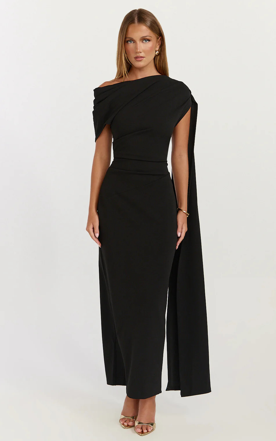 Asymmetrical Sleeve Dress in Black | Showpo (ANZ)