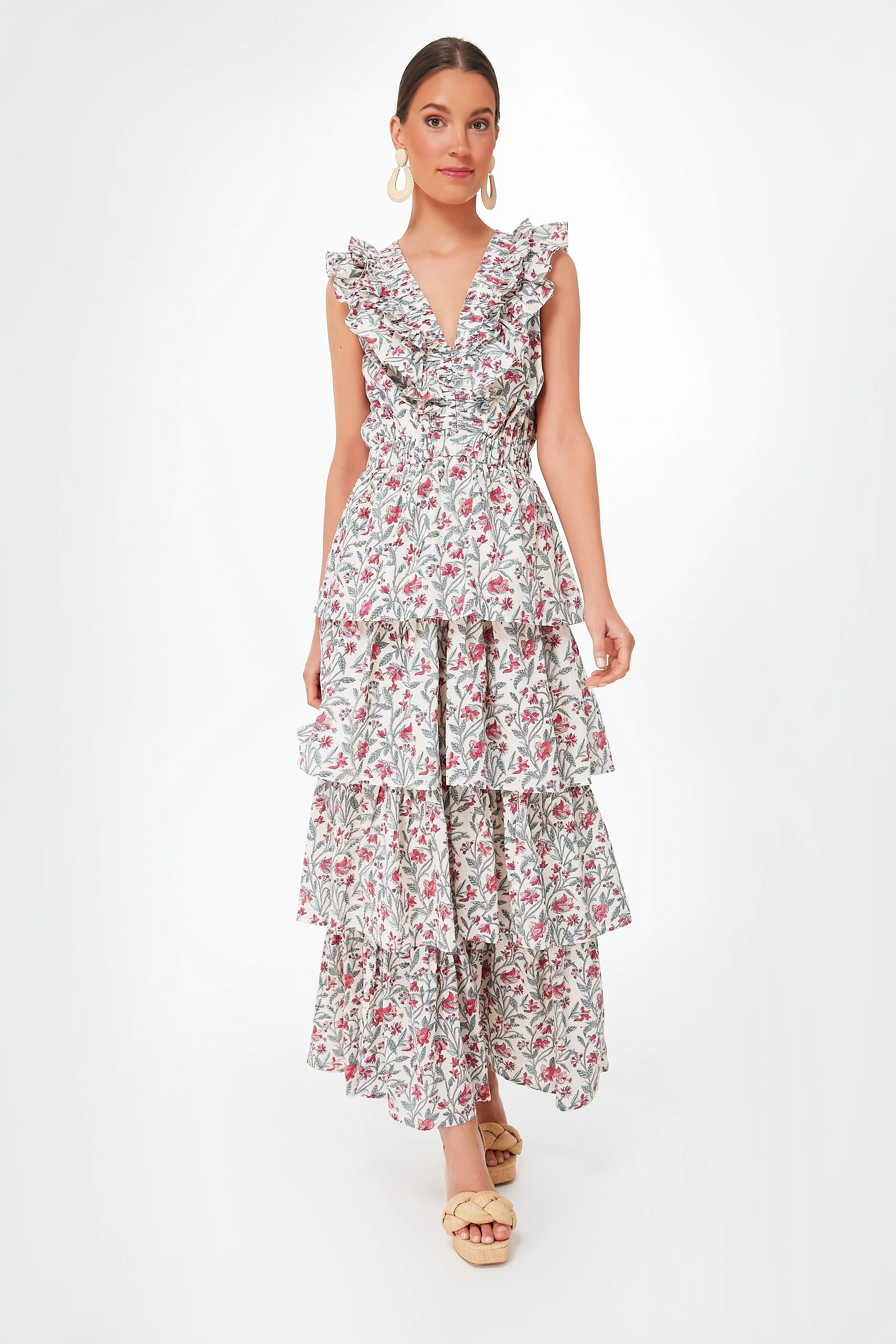 Pink and Teal Floral Charlotte Midi Dress | Tuckernuck (US)