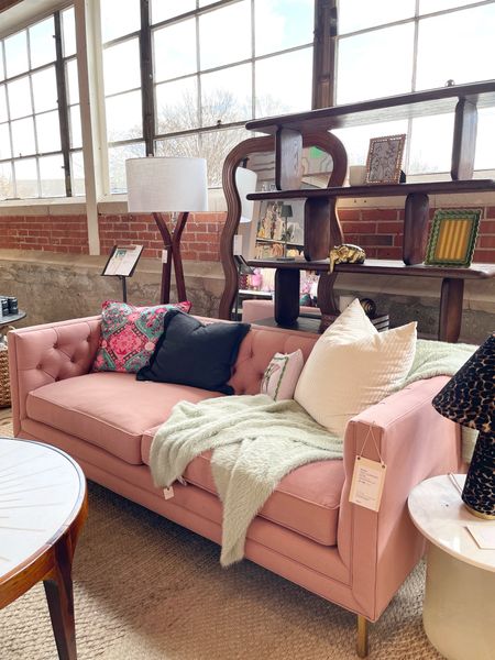 Girly glam living room inspo! 🎀 This pink couch is a showstopper! 

#LTKhome