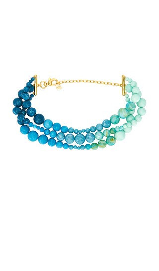 Lele Sadoughi Riviera Diana Triple Row Necklace in Teal. | Revolve Clothing (Global)