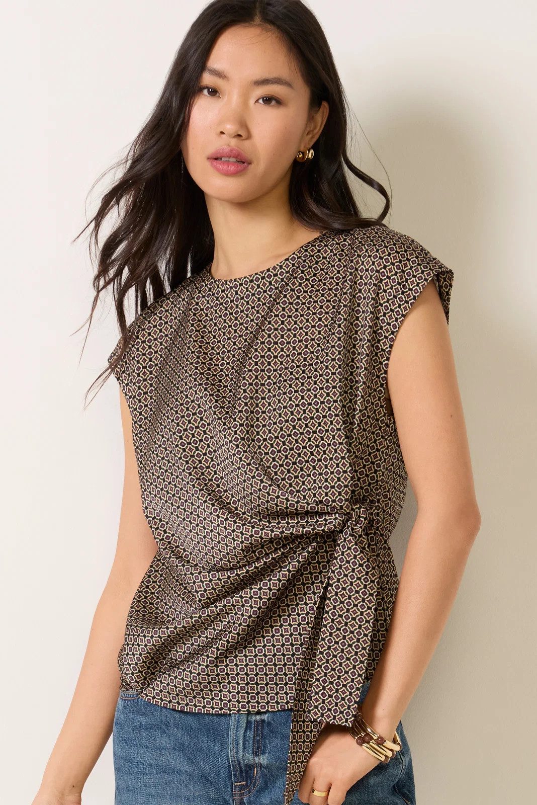 Pippa Side Tie Satin Blouse | Evereve