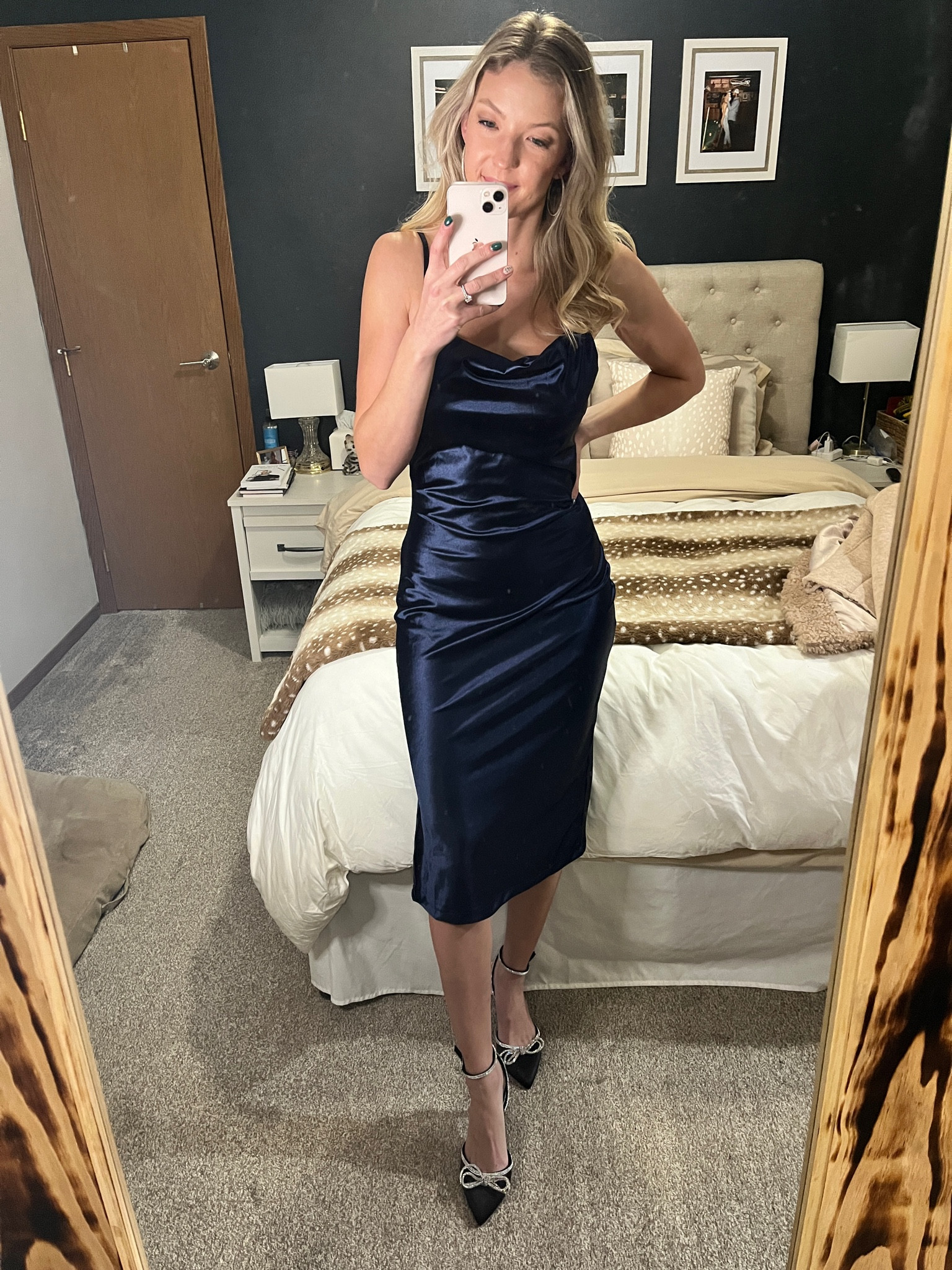 Navy satin dress for holidays or wedding guests

#LTKSeasonal #LTKParties #LTKHoliday