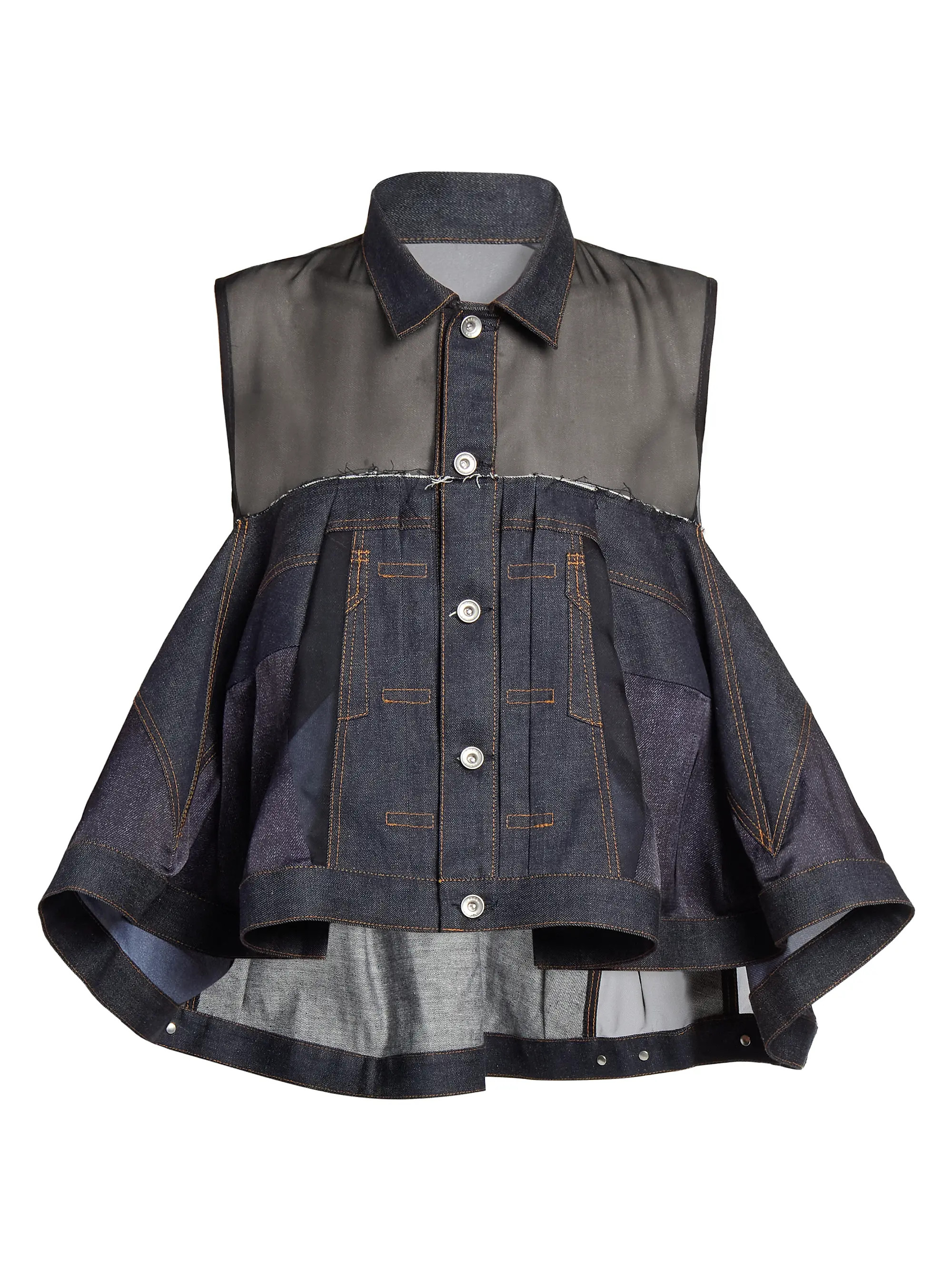 Mix-Media Denim Babydoll Shirt | Saks Fifth Avenue