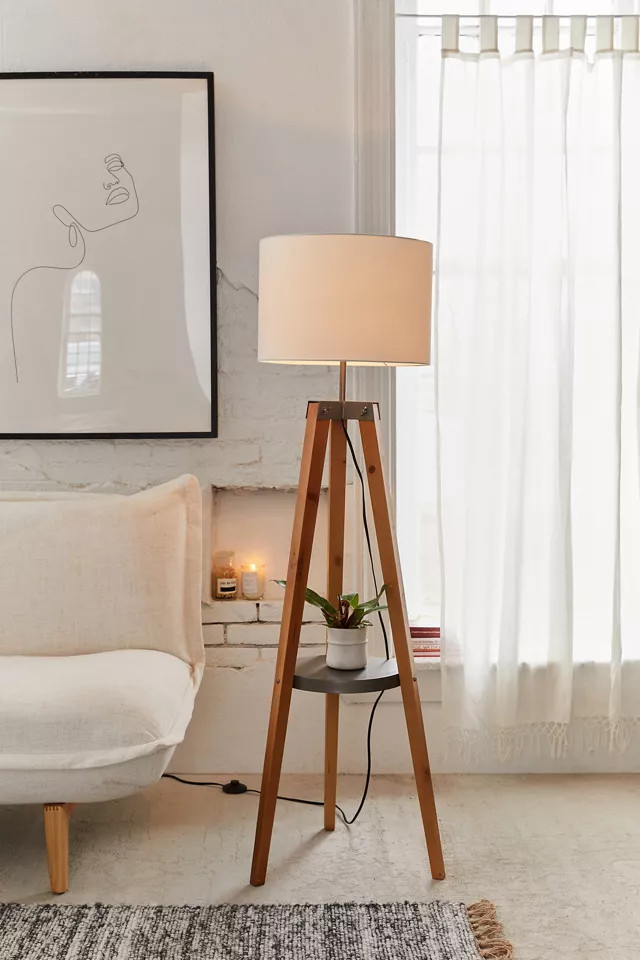 Miles Mid-Century Side Table Floor Lamp | Urban Outfitters (US and RoW)