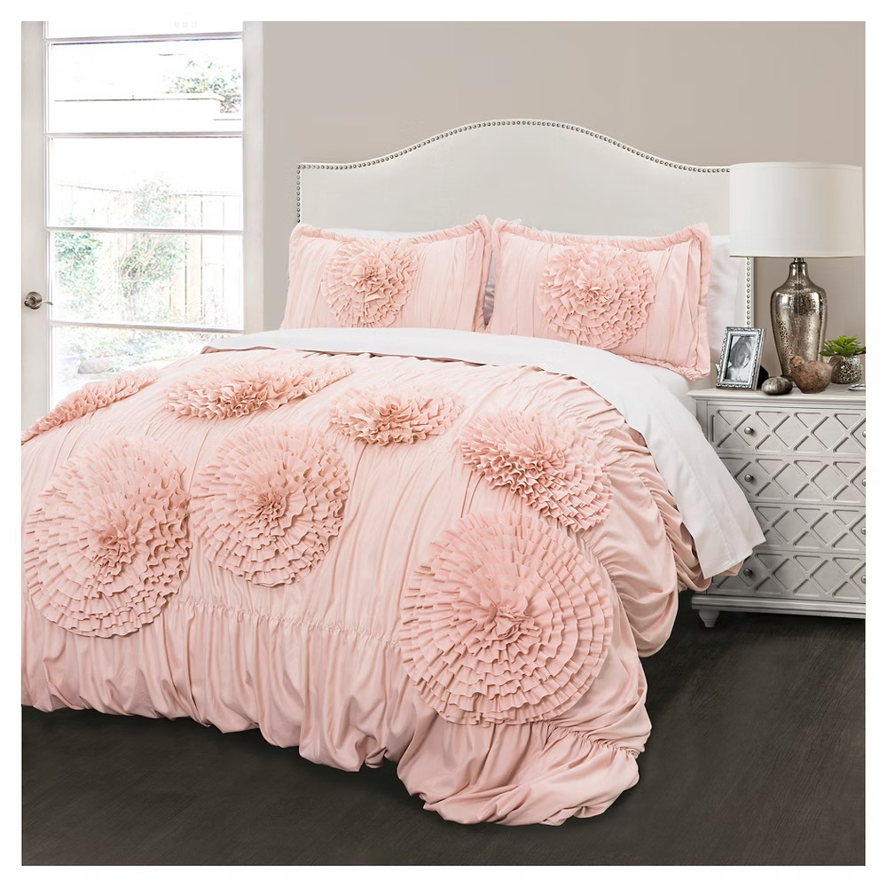 Serena Comforter Set (King) Pink 3 pc - Lush Décor | Target