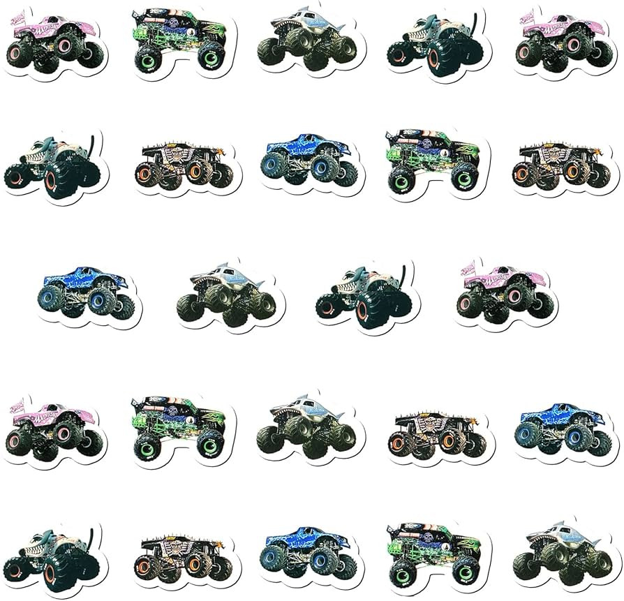 24 Pcs Monster Truck Cupcake Toppers for Boys Girls - Theme Birthday Party Decorations Supplies | Amazon (US)