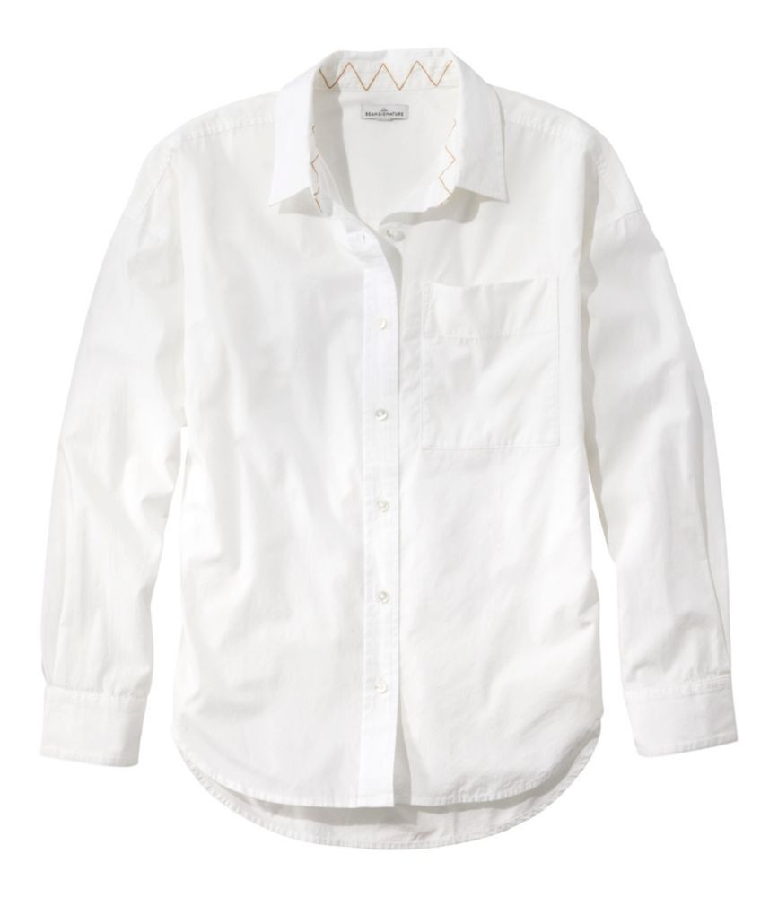 Women's Signature Premium Essential Poplin Shirt, Long-Sleeve White Medium, Cotton L.L.Bean | L.L. Bean